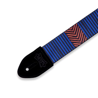 Levy's MP2TC 2" Printed Polyester Guitar Strap Tribal Chevron Orange and Blue image 2