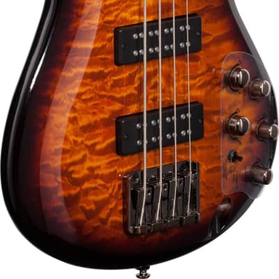Ibanez SR400EQM SR Standard 4-String Quilted Maple Bass Guitar, Dragon Eye Burst image 4
