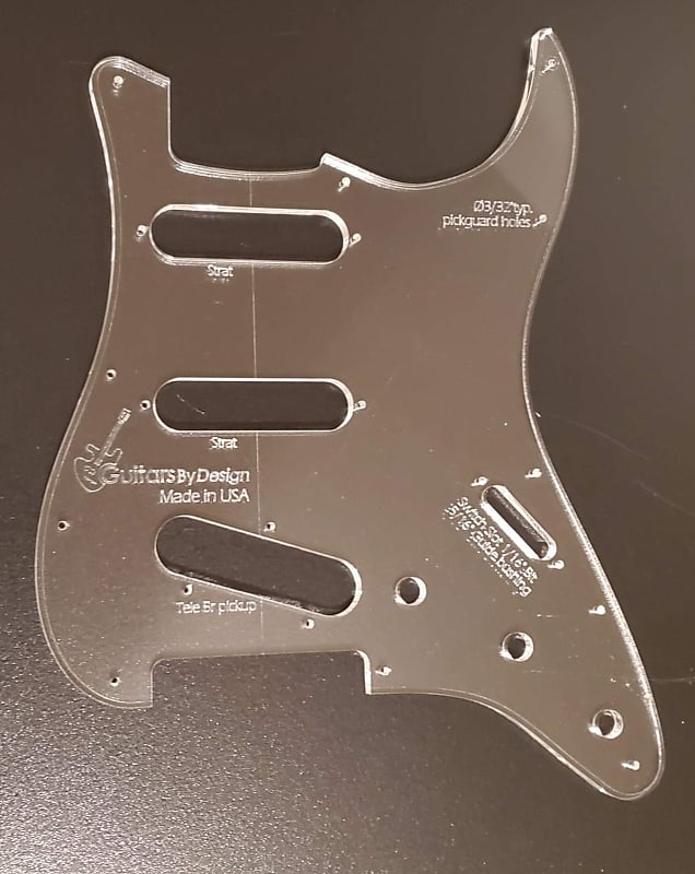 Guitarsbydesign Strat+Tele Bridge Pickup Guitar Pickguard Template 2020 Clear image 1