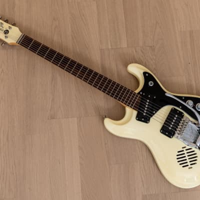1990s Mosrite Ventures Model Travel Guitar 3/4 Size Body Pearl White Built-In-Amp, Kurokumo image 10