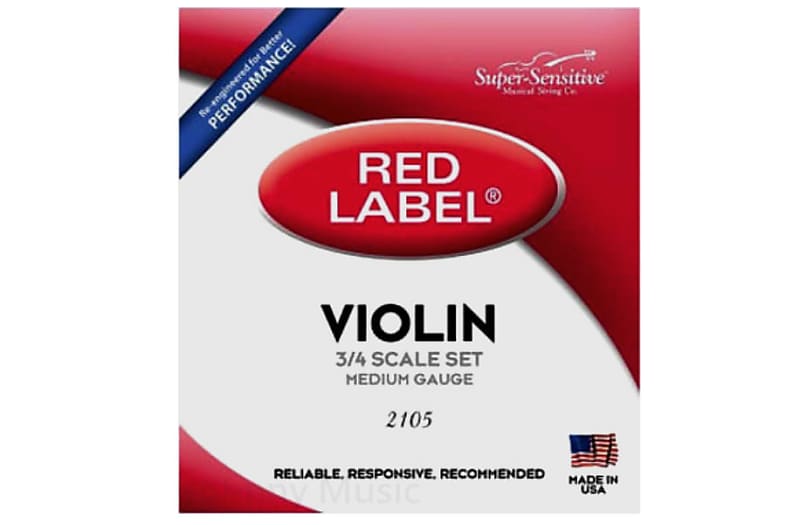 Red Label Super-Sensitive Violin String SET 3/4 Medium Gauge Tension image 1