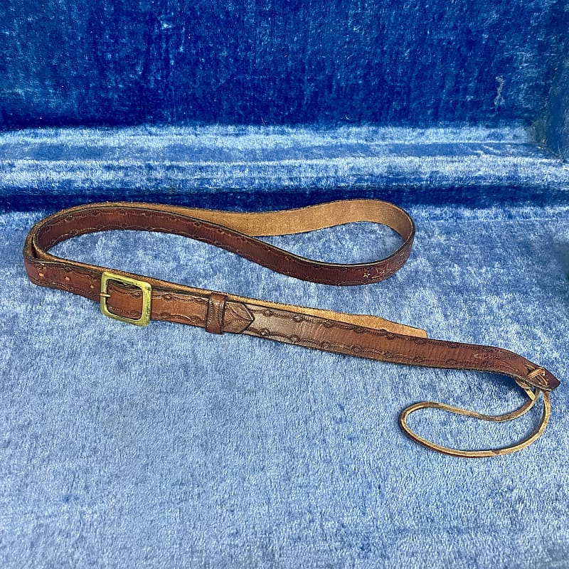 Vintage 1950's Brown Homemade Leather Strap w/Embossed | Reverb