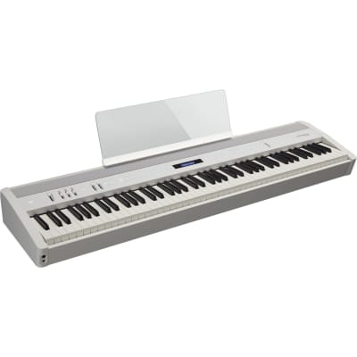 Roland FP-60 Piano (White) - DP-10 Pedal (Included), Knox Heavy Duty Stand, Bench, Tascam TH02, Dust Cover, (2) 1/4 Cables Bundle image 2