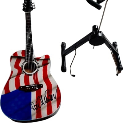 Don McLean Autographed USA Flag Acoustic Axe Heaven Mini 1:4 Guitar American Pie for sale