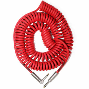 Bullet Cable 30CCR 1/4" TS Coiled Straight to Right-Angle Instrument Cable - 30'