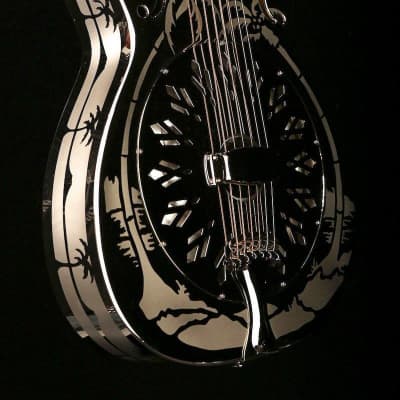 National Reso-Phonic Style O GERMAN SILVER 14 Fret 2024 Mirror Nickel with Deco Palm Tree Design image 18