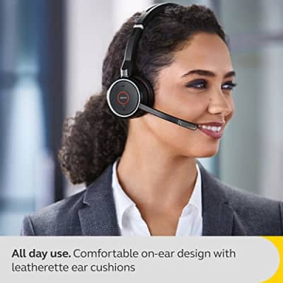 Jabra Evolve 75 SE Wireless Stereo Headset - Bluetooth Headset with Noise-Cancelling Mic & Active Noise Cancellation - Certified for Google Meet & Zoom, works with all other leading platforms - Black image 7