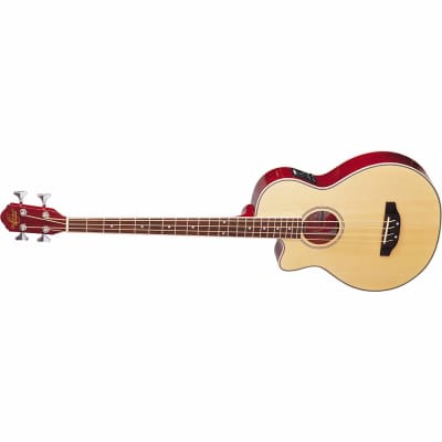 Oscar Schmidt OB100NLH Left-Handed 4-String Acoustic Electric Bass Guitar with Bag, Natural for sale