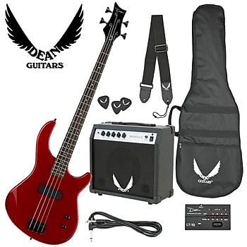 Dean Edge 09 Bass Guitar, Bass Amp, Gig Bag, Tuner, Cord, Strap, and Picks image 1