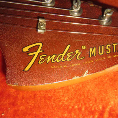 1969 Fender Mustang Competition Red w/ Matching Headstock & Original Hardshell Case image 11