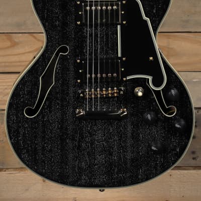 D'Angelico Excel Mini DC Hollowbody Guitar Black Dog w/ Case image 2
