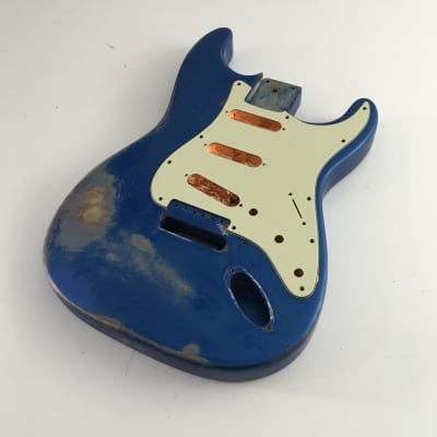 Custom Vintage ST60s Strat Style Lake Placid Blue Over Red Guitar Body Heavy Relic 4.3 Lb image 20