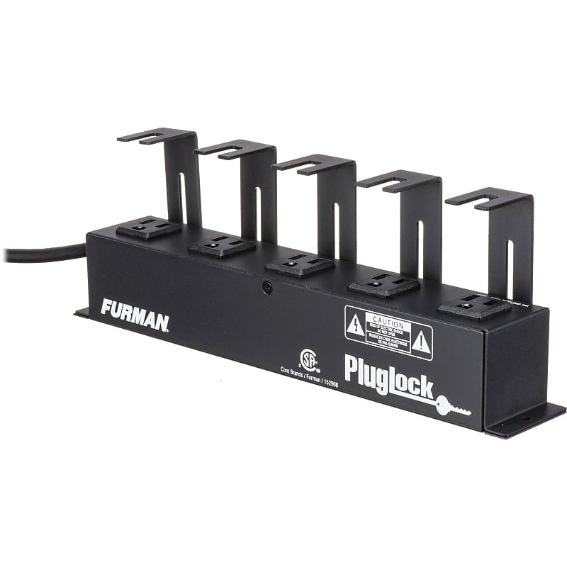 Furman PlugLock-PFP 5-Outlet Circuit-Breaker Protected Locking Outlet Strip - 5' Cord image 1