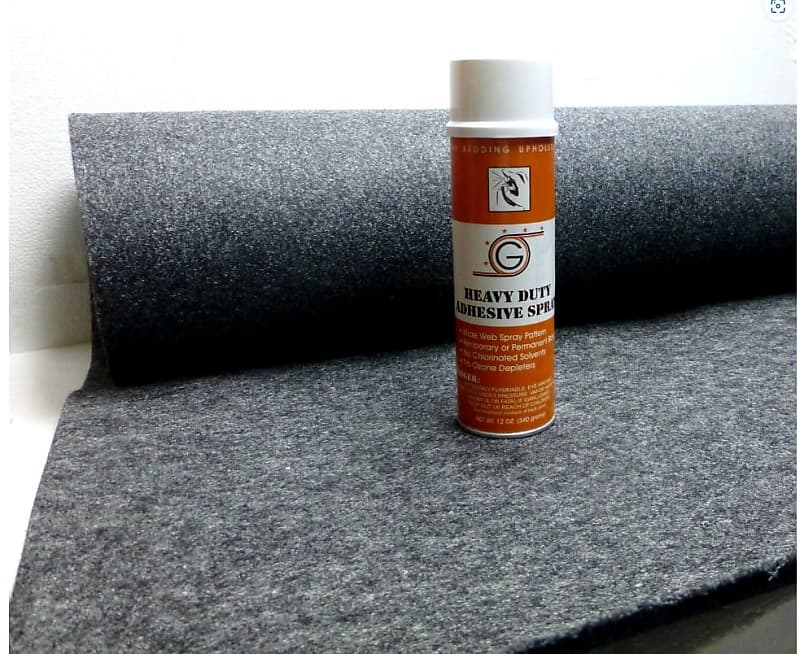 4 Ft x 15 Ft Grey Speaker Box Carpet + Spray Adhesive Reverb