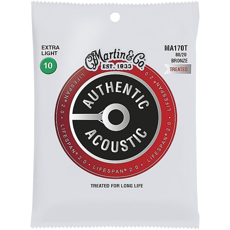 Martin MA170T Lifespan 2.0 80/20 Bronze Extra-Light Authentic Acoustic Guitar Strings image 1