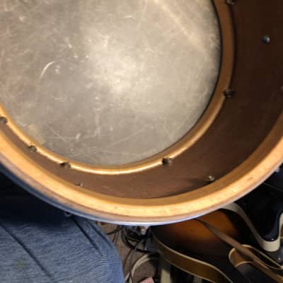 W.F.L. Ludwig  zephur  snare drum may be 1937  Has a  Badge 1937 lyre badge ? White Marine Pearl Bild 5