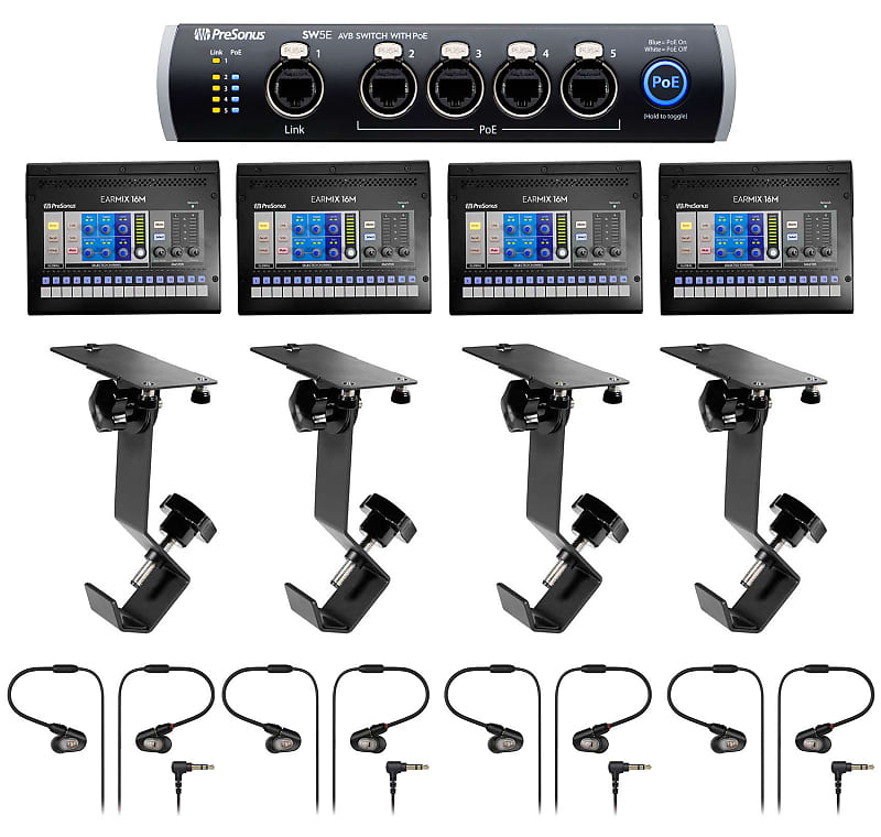 (4) PRESONUS EarMix 16M 16x2 16Ch. AVB InEar Monitor Reverb