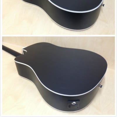Haze F650CEQMBK Dreadnought Acoustic Guitar, Satin Black w/EQ, Cutaway + Free Gig Bag image 9