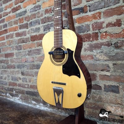 Silvertone "Atomic" Parlor Acoustic Guitar w/ Goldfoil Pickup & Rubber Bridge (1960s, Natural) image 7