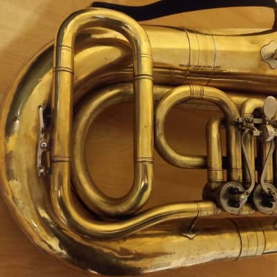 tuba "ES" Soviet 3 Valves Brass Pipe Wind Instrument USSR Vintage and Rare image 4