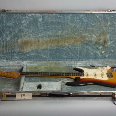 Fender Stratocaster Solid Body Electric Guitar (1965), ser. #L77176, vintage road case. image 10