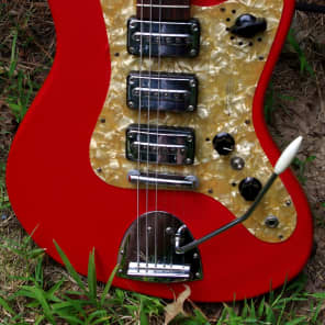 Egmond Model “3V” 1965 Red Vinyl. Electric Guitar.  Made in Holland. Used by most of the 60's Brits image 4