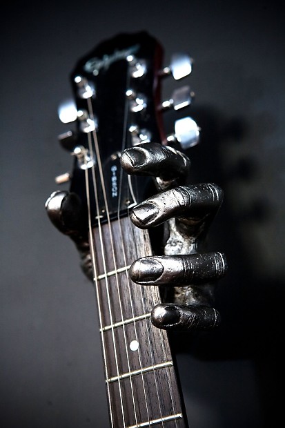 Grip Studios SILVER METALLIC Custom Hand Guitar Wall Hanger Mount LEFT HAND Reverb