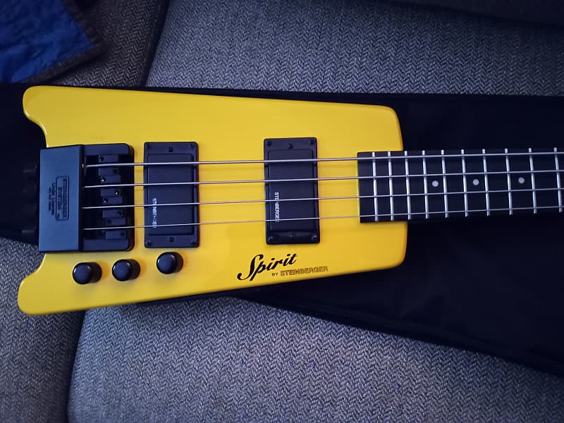 Steinberger Spirit XT-2 Standard Electric Bass w/ gig bag, hot rod  yellow,and a new pack of strings | Reverb