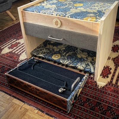 Heavy Seas Amp Riser/ Pedalboard storage for studio - Golden Ash / Sea Weed Morris Fabric image 17