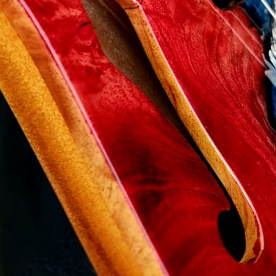 SJ Custom Guitars  Stratocaster ,Amboyna Burl Top, mahogany back, koa neck, Wilkinson, Grover image 22