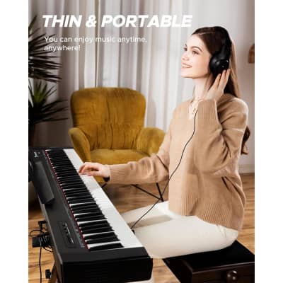 88 Key Digital Piano Beginner Electric Keyboard Full Size With Semi Weighted Keys Dual 20W Speakers Sp-10 Bundle Include Sustain Pedal, Power Supply, Stand, Piano Stickers image 6