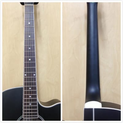 Haze F560CEQMBK 40" OM Shape Acoustic Guitar, Satin Black w/EQ, Cutaway + Free Bag image 11