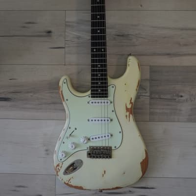 AIO S3 Left Handed Electric Guitar - Relic Olympic White (Ebony Fingerboard) for sale