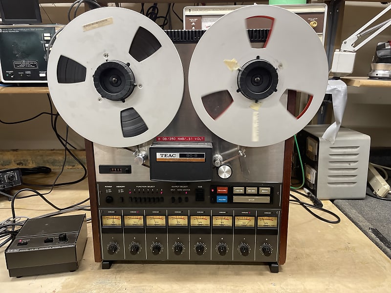Old Portable Reel-to-reel Mini Tape-recorder Microphone Stock