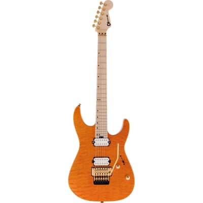 Charvel Pro-Mod DK24 HH FR M Mahogany Guitar with Quilt Maple, Maple, Dark Amber image 1