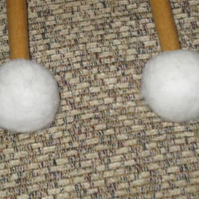 one pair new old stock (with packaging) Vic Firth T3 American Custom TIMPANI - STACCATO MALLETS (Medium hard for rhythmic articulation) Head material / color: Felt / White -- Handle Material: Hickory (or maybe Rock Maple) from 2019 image 12