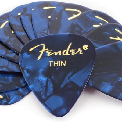 Fender 351 Premium Celluloid Guitar Picks - THIN BLUE MOTO - 12-Pack (1 Dozen) image 5
