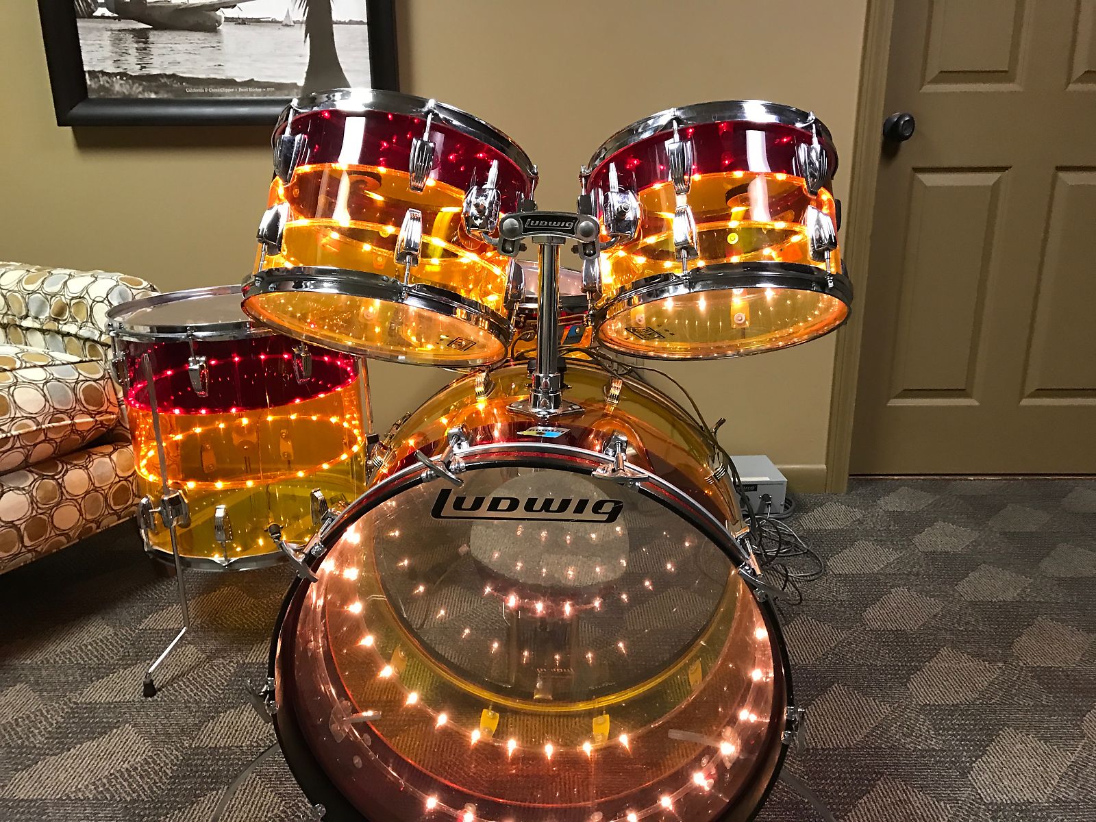 Ludwig Vistalite Tivoli "Tequila Sunrise" 8x12" / 9x13" / Reverb