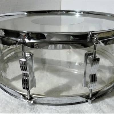 LUDWIG VISTALITE Snare Drum 5 x 14 Clear Acrylic Shell ALL Original 70s Blue & Olive Badge 10 Lug EC image 6