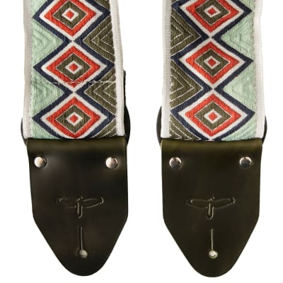Mint PRS Paul Reed Smith 2.75" Wide Retro Jacquard Guitar Strap, Green and Red image 2