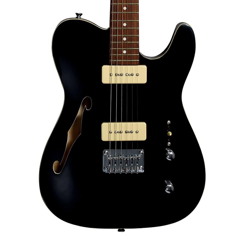 Michael Kelly 59 Thinline Semi-Hollow Electric Guitar (Gloss Black)(New) image 1