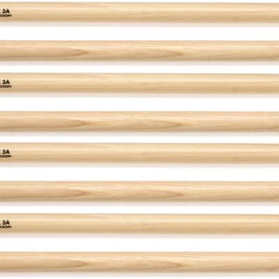 Vater Hickory Drumsticks 4-pack - Fatback 3A - Wood Tip  Bundle with RTOM Moongel Drum Damper Pads - Clear (6-pack) image 3