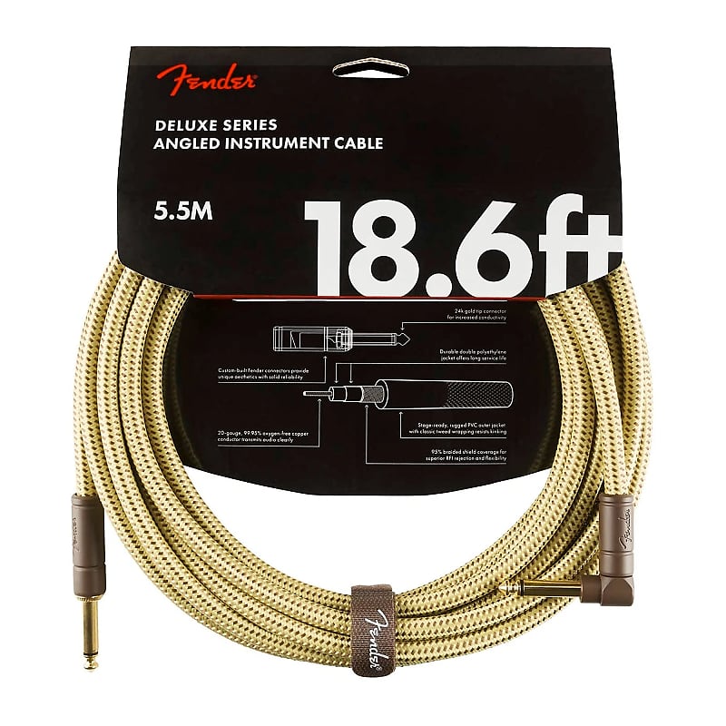 Fender Deluxe Series Straight / Angled TS Instrument Cable - 18.6' image 1