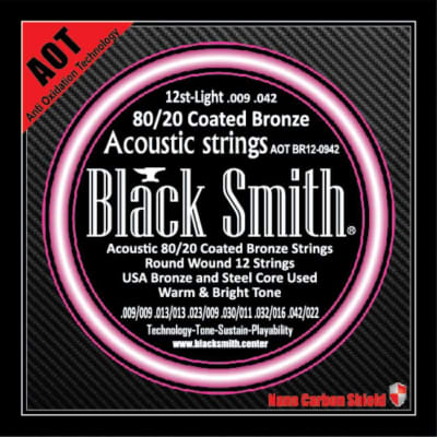 Blacksmith 12 String Nano-Carbon Coated Acoustic Guitar Strings - Light 009 - 042 for sale