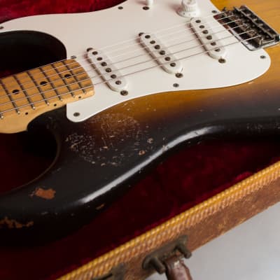 Fender  Stratocaster Non Tremolo Solid Body Electric Guitar (1956), ser. #10339, original tweed hard shell case. image 21