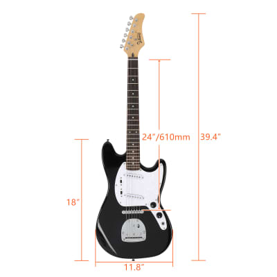 Glarry Full Size 6 String S-S Pickup GMF Electric Guitar with Bag Strap Connector Wrench Tool 2020s - Black image 4