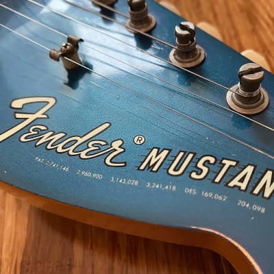 Original Vintage 1969 USA Fender Mustang Lake Placid Blue Competition Burgundy w/ OHSC. Kurt Cobain Nirvana image 12