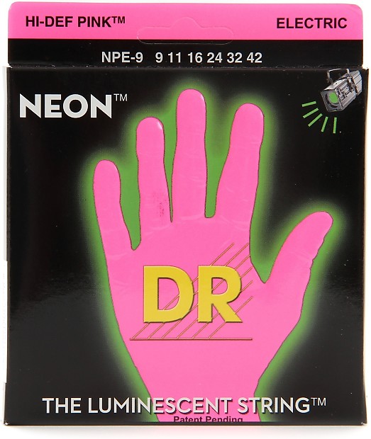 DR Neon Phosphorescent Pink HiDef Light Electric Guitar Strings 9-42 image 1