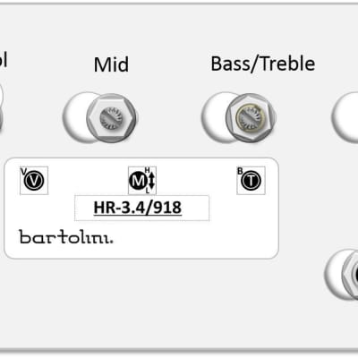 Bartolini HR-3.4 Pre-Wired 3 Band EQ Stacked  Vol, Stacked Treb / Bass, 2 Freq Push/Pull Mid image 2