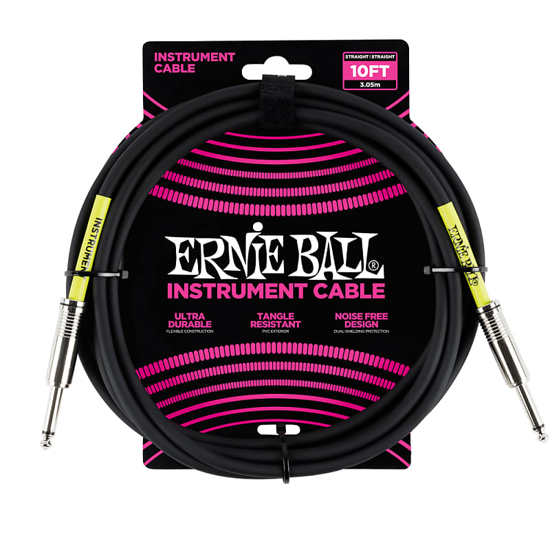 Ernie Ball 10' Straight-Straight Instrument Cable - Black (P06048) image 1